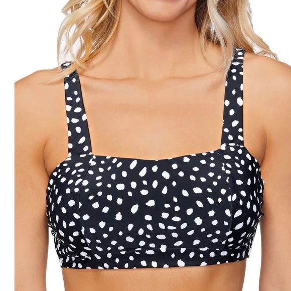 ISLAND ESCAPE WOMEN'S PRINTED COSTA RICA UNDERWIRE BIKINI TOP SWIMSUIT BLACK NEW - Picture 1 of 8